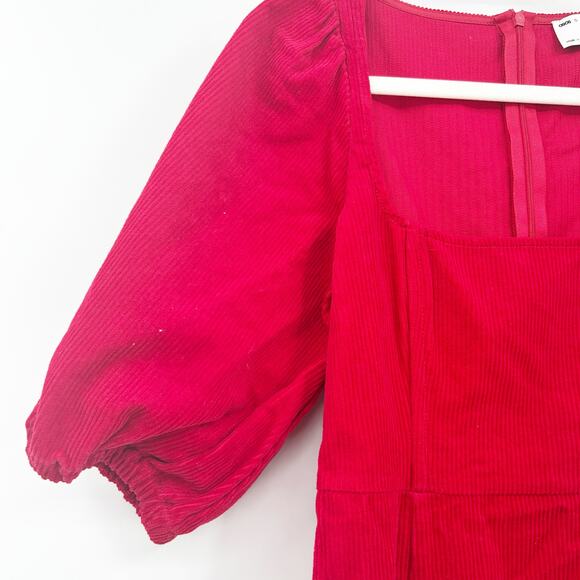NWT Asos Design Womens Party Going Out Corduroy Puff Sleeve Corset Mini Dress 2P - Picture 3 of 9